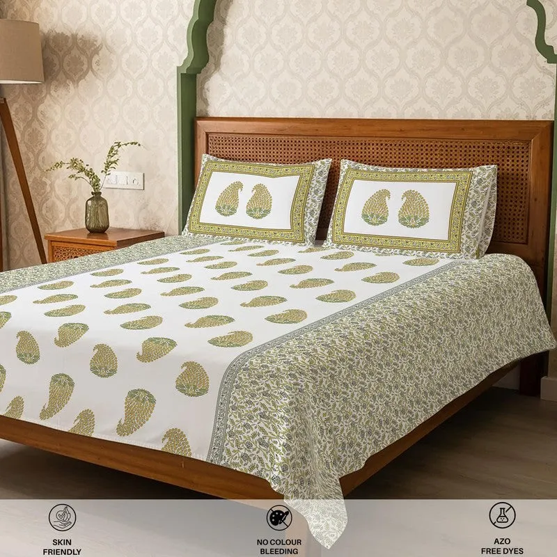 Urban Space Classic Minimal Fitted Cotton Bedsheet (Green) - 300 TC media 5