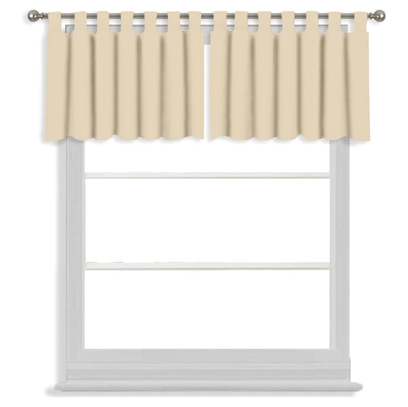 Tab Tale Flat Curtain Valance (Beige) - Set Of Two media 3