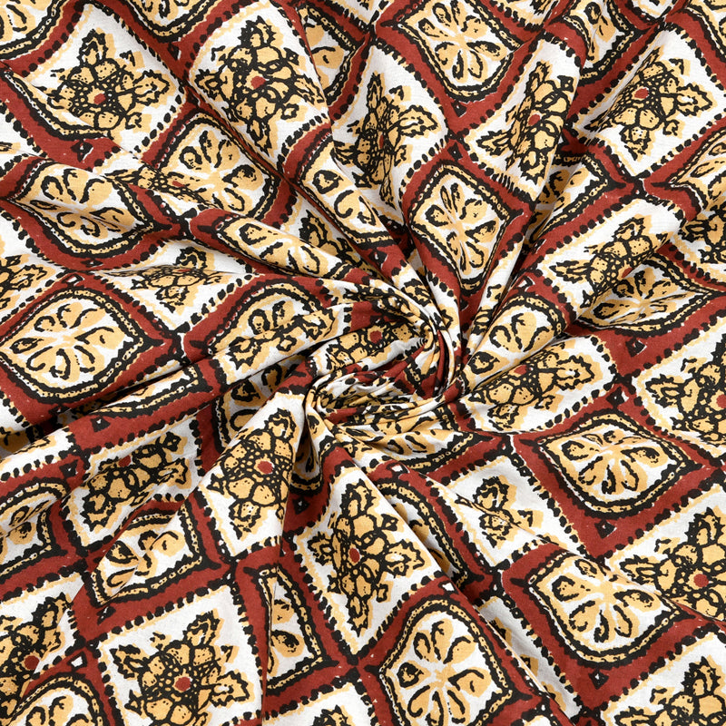 Mukta Ethnic Printed Cotton Bedsheet (Brown) - 144 TC media 6