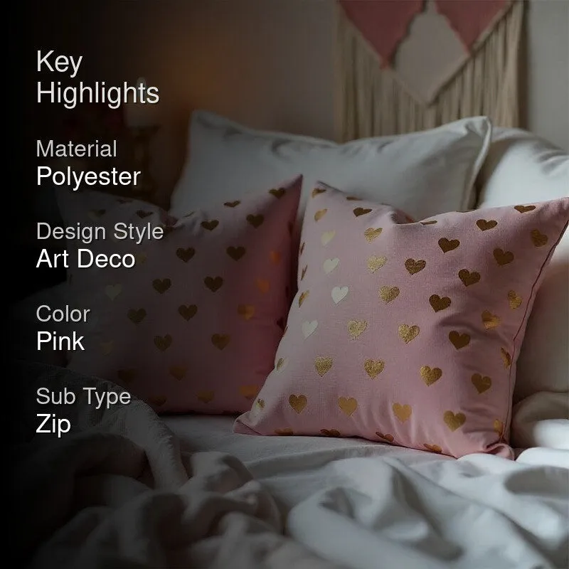Urban Space Romantic Metallic Pink Polyester Cushion Covers - Set Of Two media 2