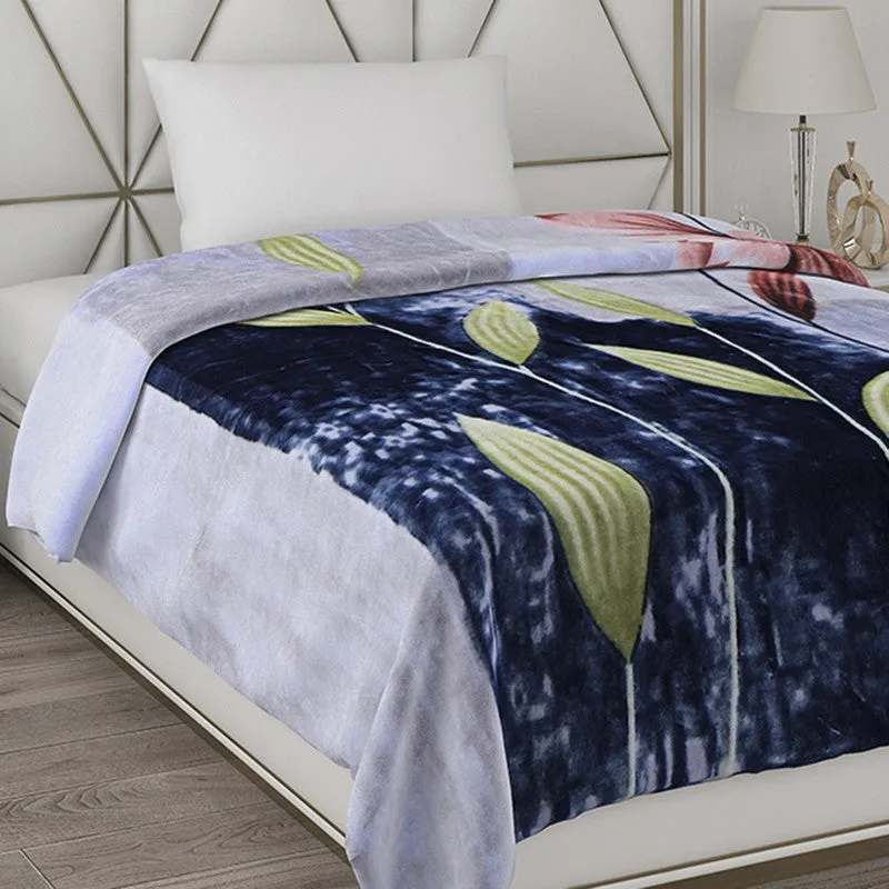 Monte Carlo Blossom Bliss Blanket (Blue,Lavender) - 500 GSM media 4