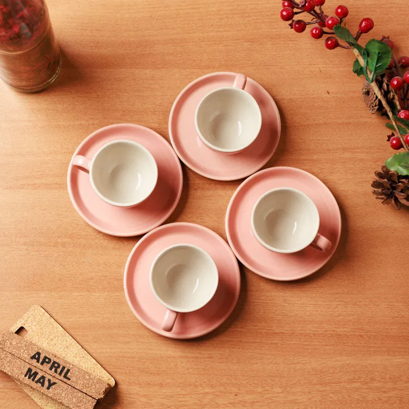 Blush & Brew Cup & Saucer (Pink/100 mL)  - Eight Piece Set - 6