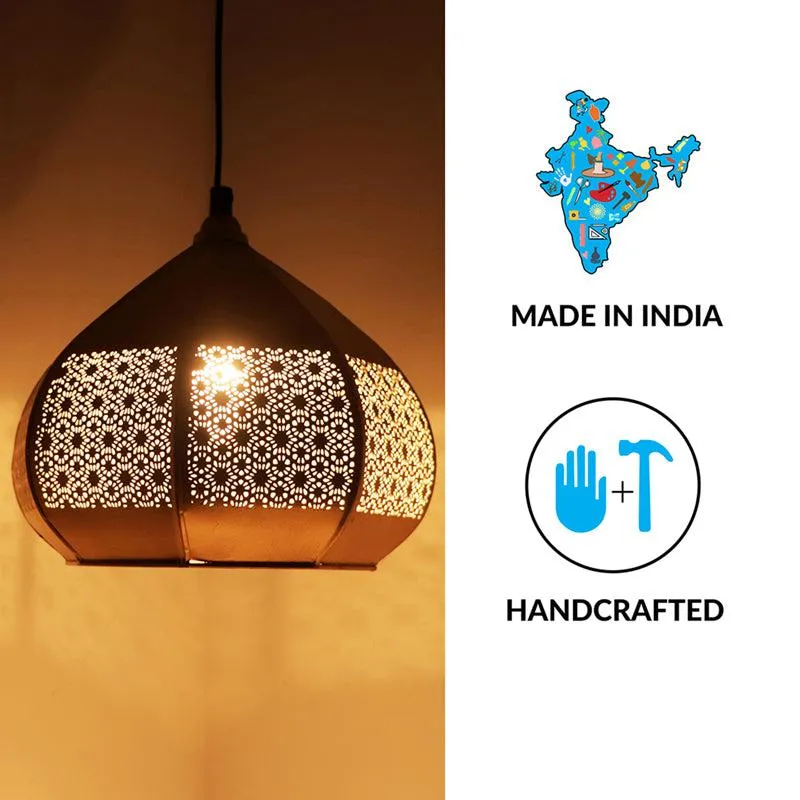 Moonlit Kasbah Hand-Etched Iron Ceiling Lamp media 5