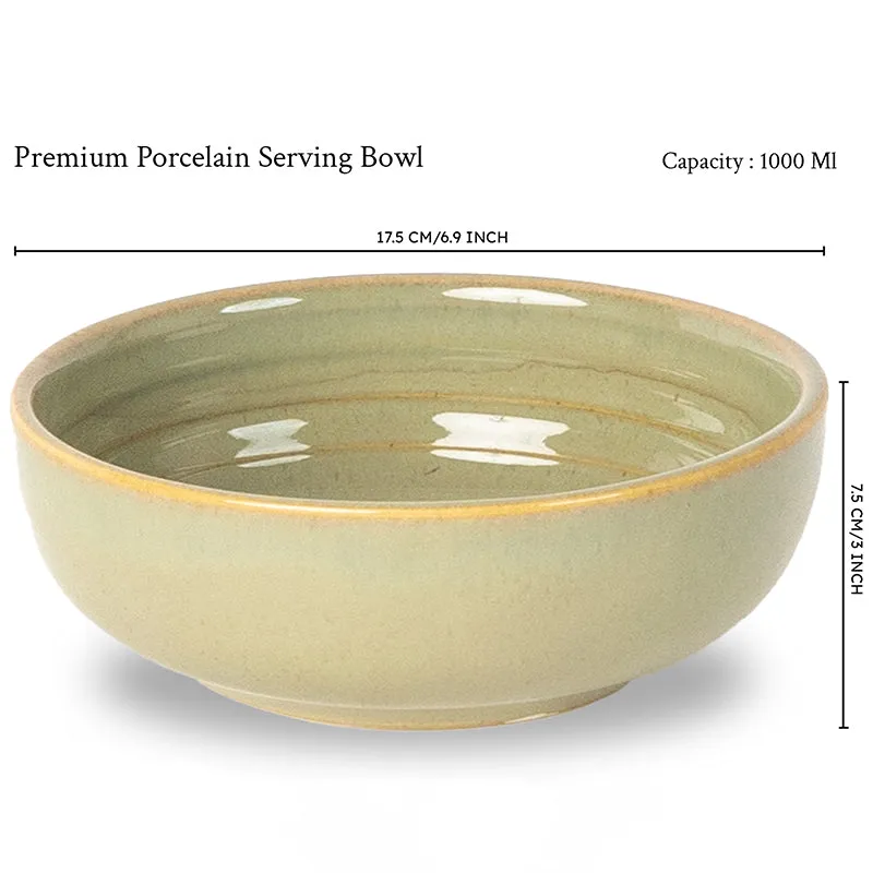 Lilyvein Porcelain Serving Bowl (Green/1000 mL) - Set Of Two media 8
