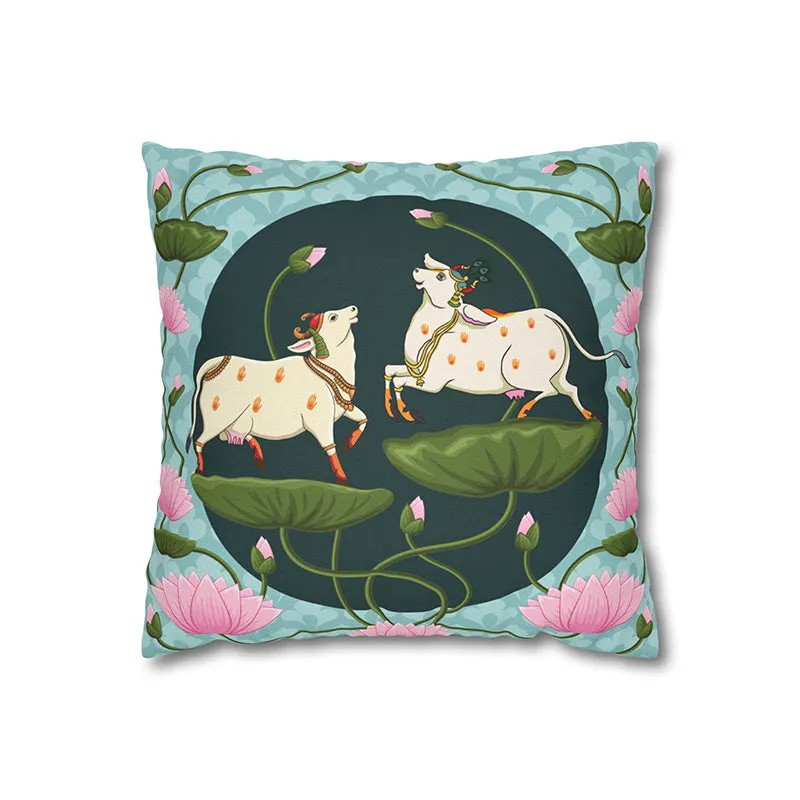 Playful Kamadhenu Velvet Cushion Cover media 6
