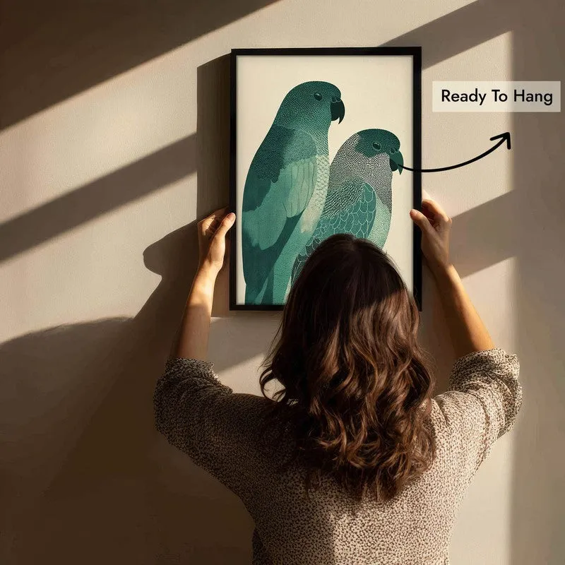 Pastel Parrot Pair Canvas Wall Painting With Black Frame media 10