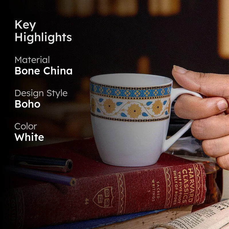Sonaki Bida Floral Bone China Tea Cup (180 mL Each) - Set Of Six media 2