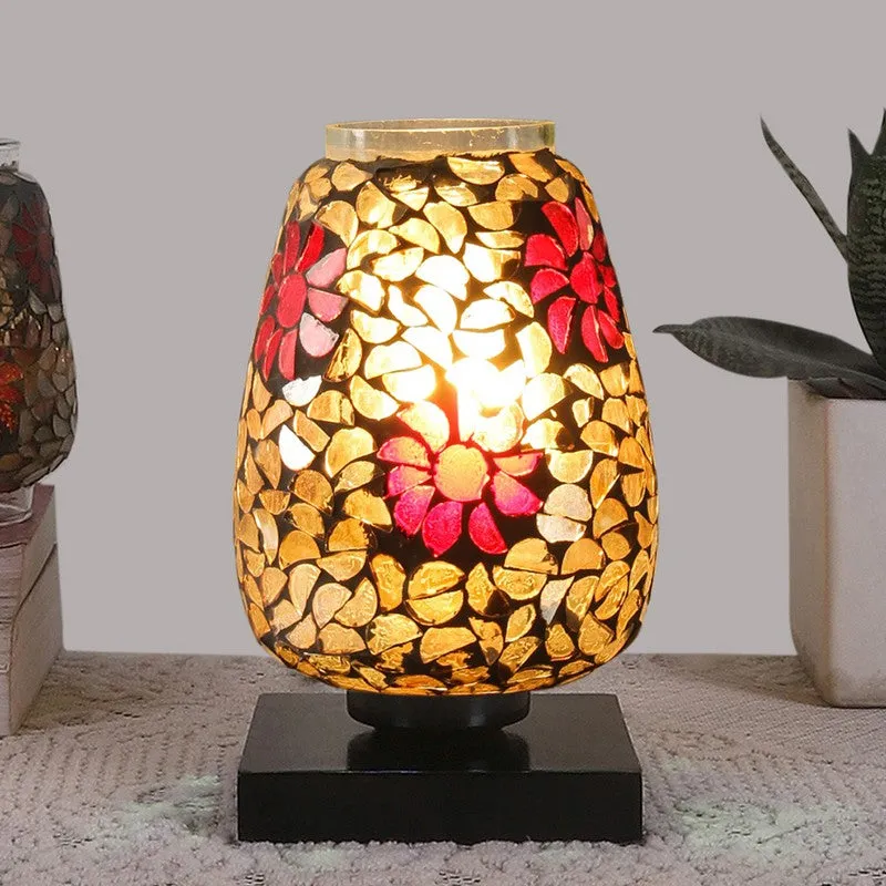 Sparkleon Mosaic Glass Table Lamp With Wooden Base - Multicolor media 3