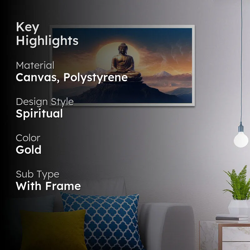 Buddha At Sunrise Canvas Wall Painting With Frame media 2