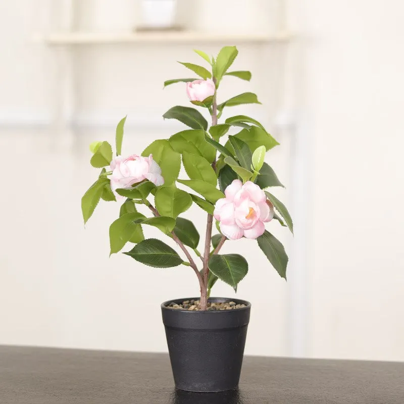 Artificial Pink Flower Plant With Black Fiber Pot - 1.2 Feet media 5