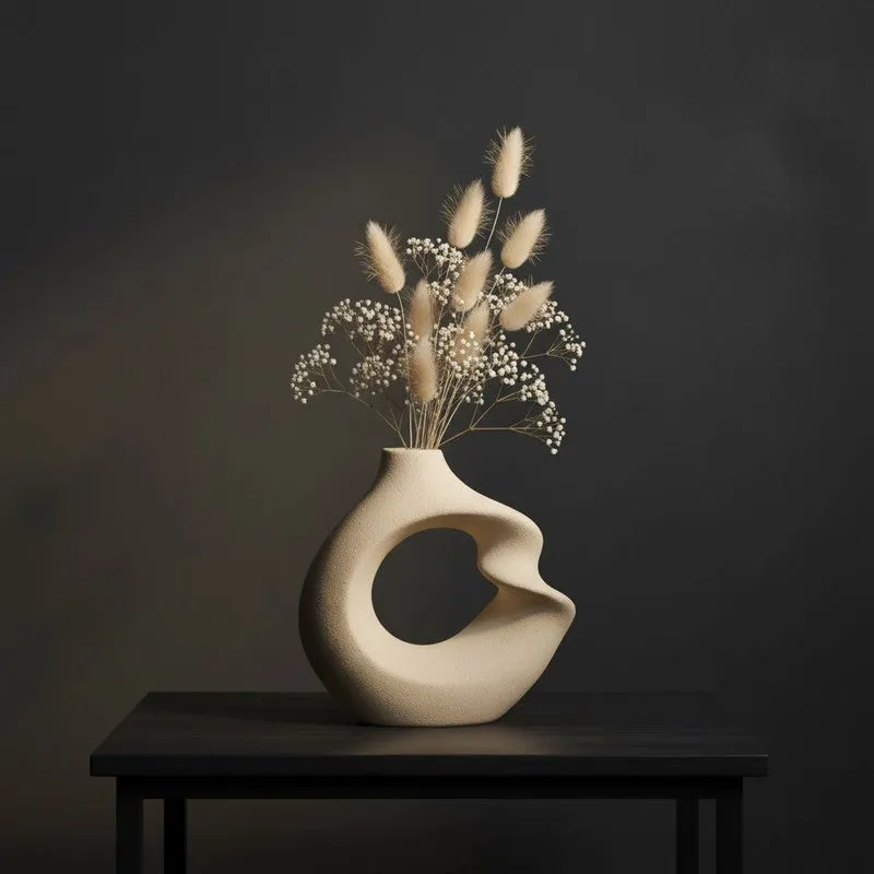Orbio Sculptural Abstract Ceramic Vase - Ivory media 4