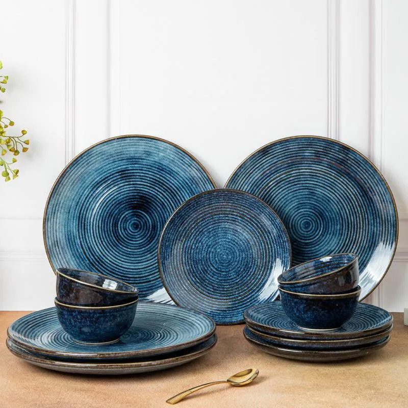 Meghneel Handmade Dinner Set (Blue) - 12 Piece Set media 1