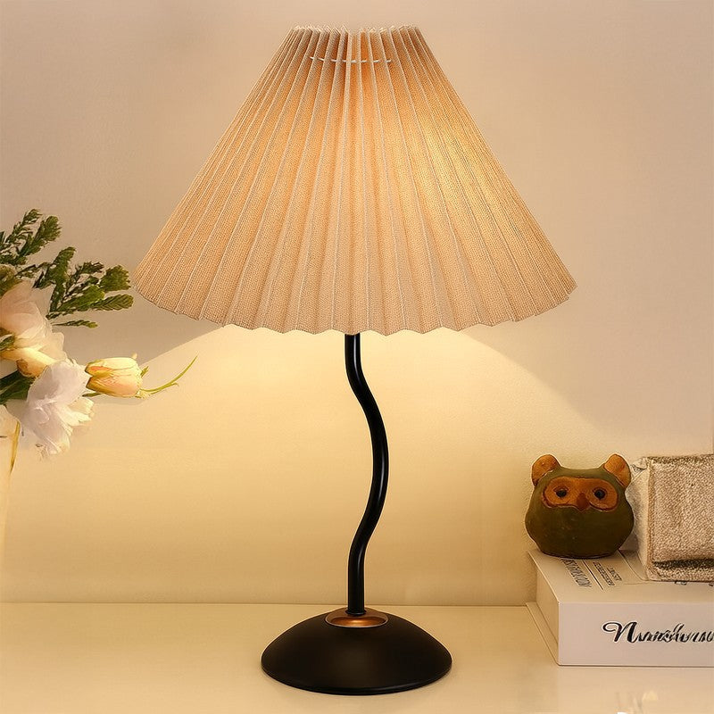 WoodAura Rustic Wooden Metal Table Lamp - Brown