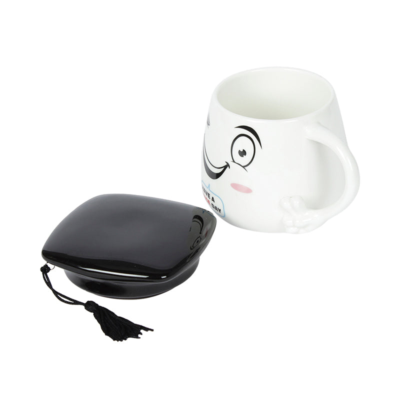 Graduation Cap Quirky Mug With Lid (400 mL) - Black media 5