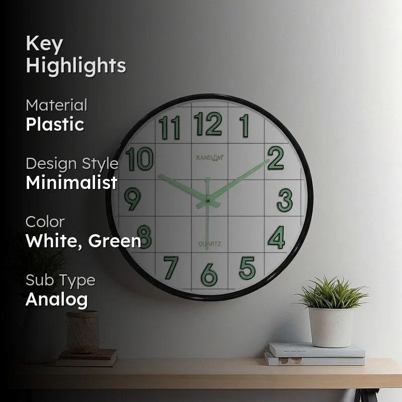 Opulent Analog Palstic Wall Clock - Black & Green media 2