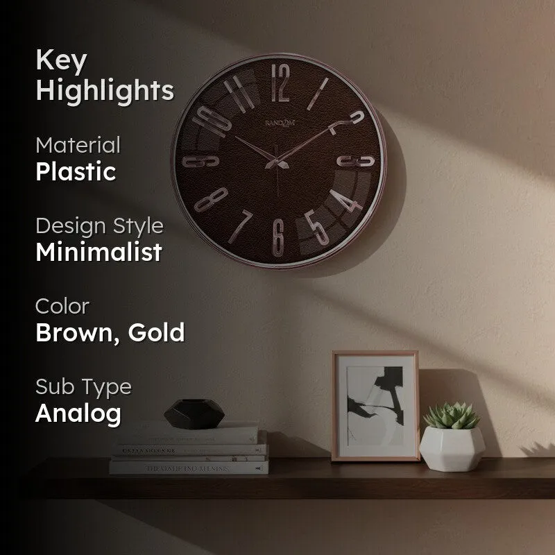 Elite Numeric Plastic Wall Clock - Brown & Rose Gold media 2