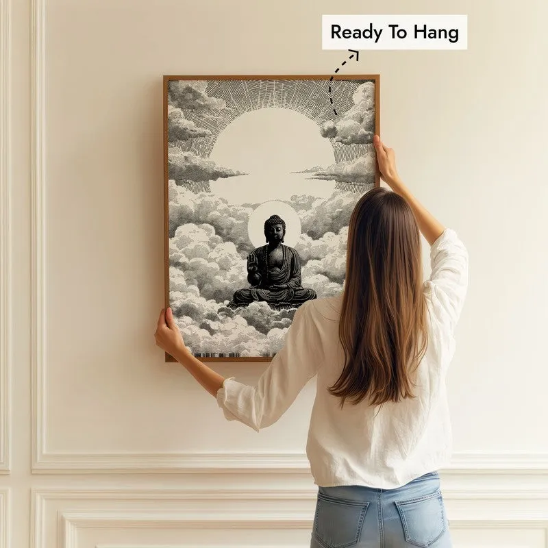 Buddha In Clouded Serenity V Wall Painting With Brown Frame media 5