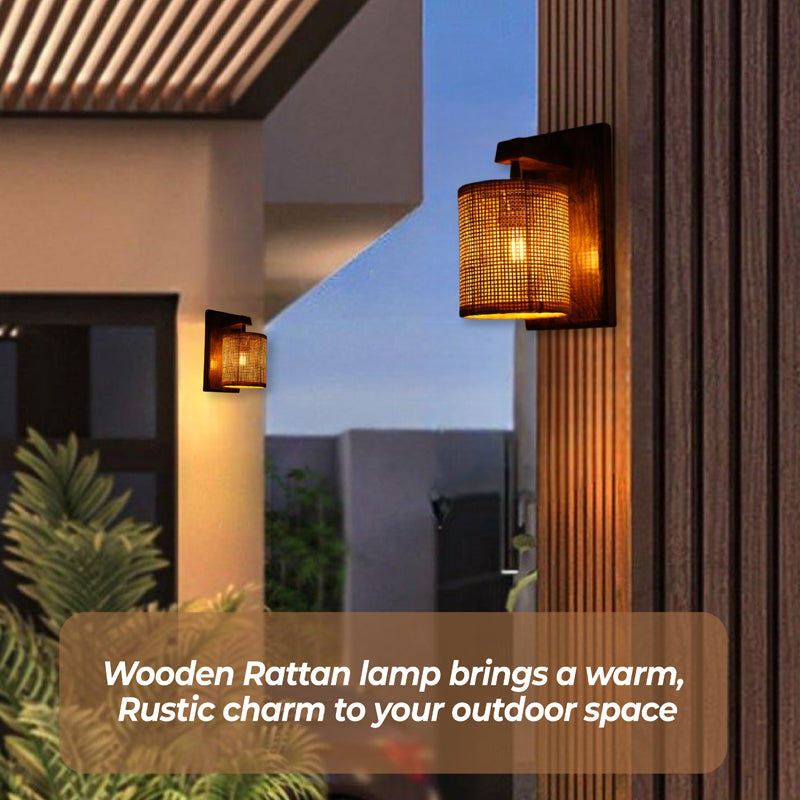 Luma Ray Rattan & Mango Wood Wall Lamp media 5