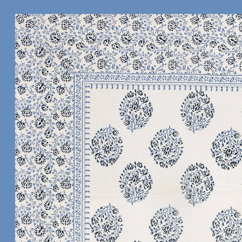 Blossoma Cotton Bedsheet (White,Blue) - 240 TC media 6