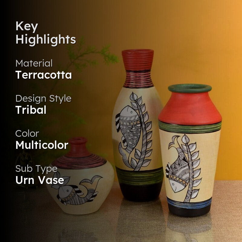 Ramatti Tribal Terracotta Vase - Set Of Three media 2