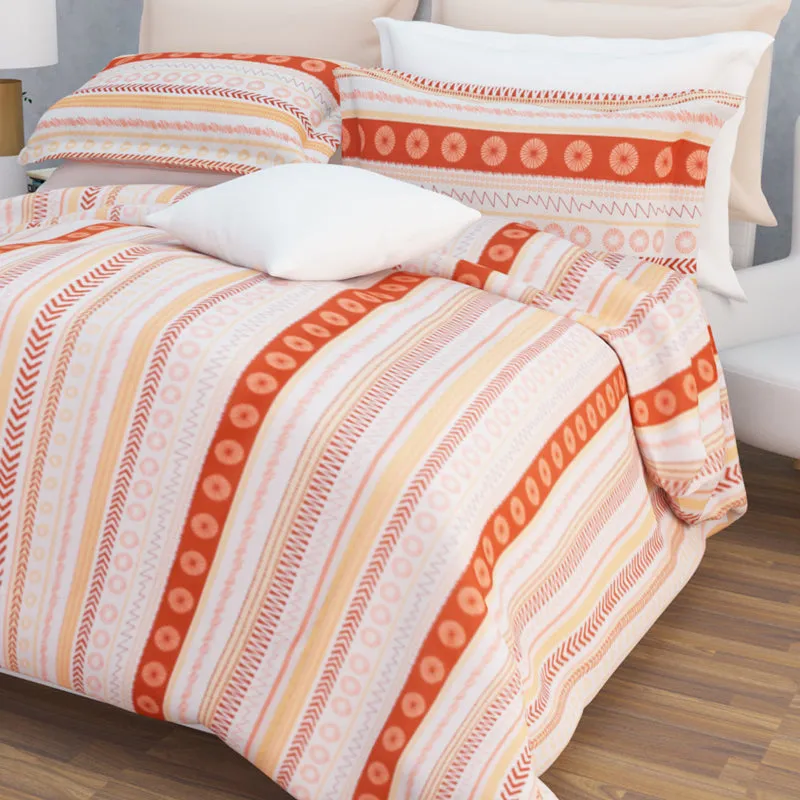 Florelle Strips Cotton Bedsheet (Orange) - 144 TC media 5