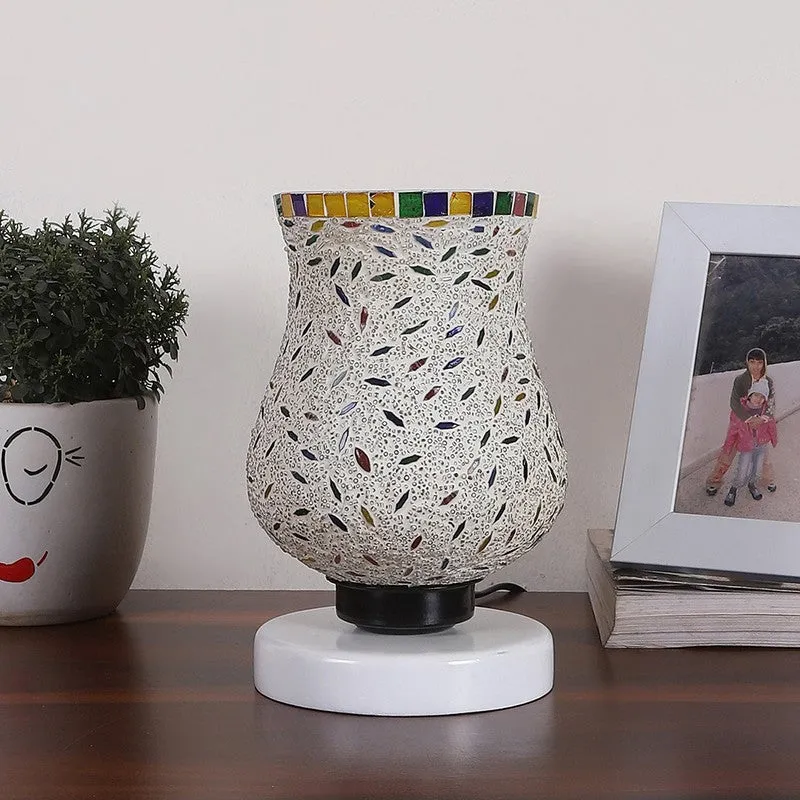 Aurira Mosaic Glass Table Lamp With Wooden Base - Multicolor media 4