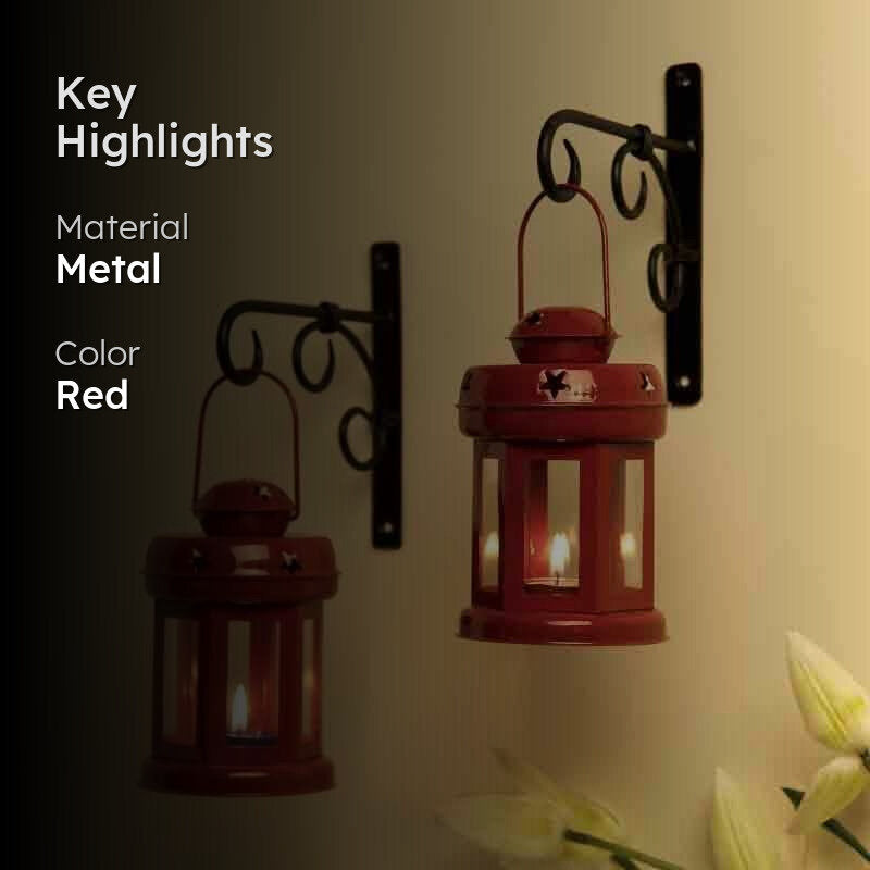 Lovestruck Lantern Tealight Candle Holder (Red) -  Set Of Two media 2