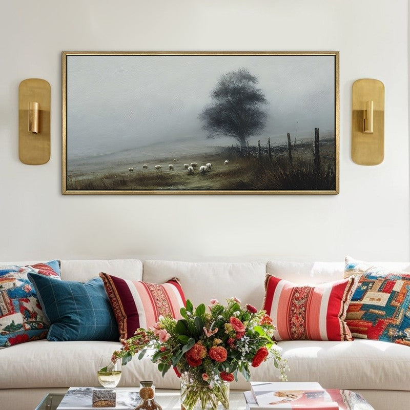 Vintage Foggy Countryside Wall Art
