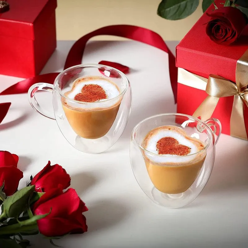 Heart Glass Coffee Mug (150 mL Each) - Set Of Two media 1