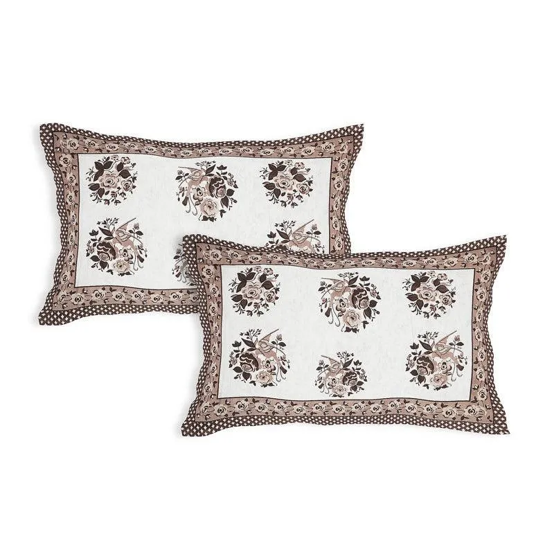 Bhuja Floral Cotton Bedsheet (Brown,Grey) - 144 TC media 6