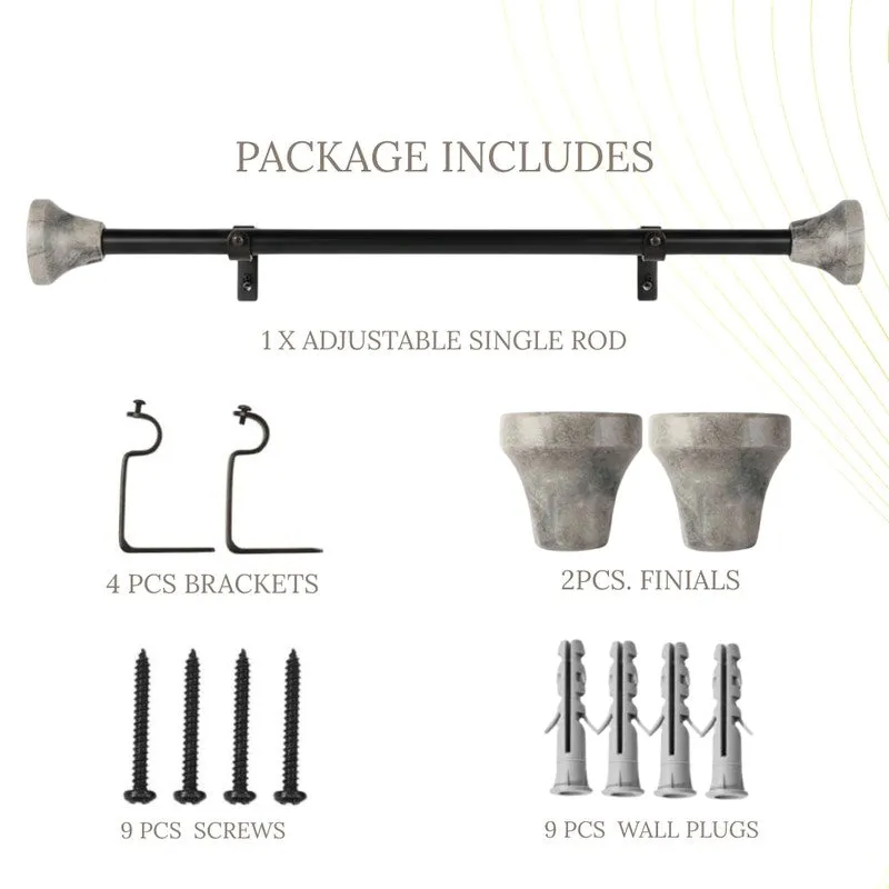Strativa Extendable 1" Single Curtain Rods With Urn Finial & Brackets media 6