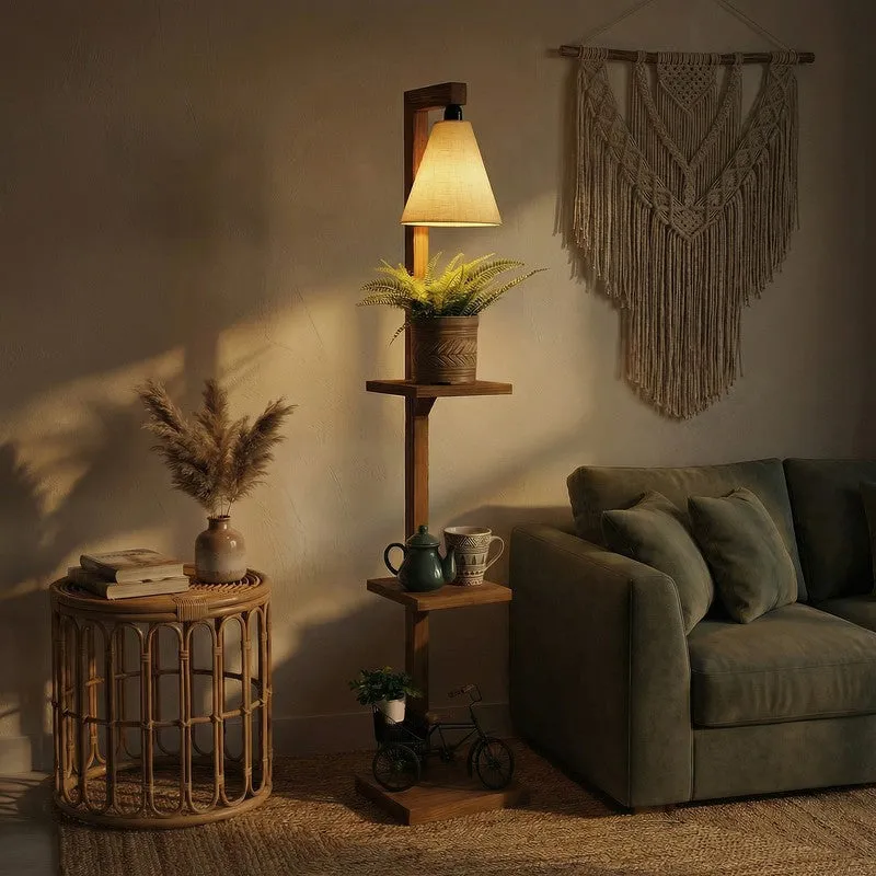 Canova Shelf Wooden Floor Lamp media 1