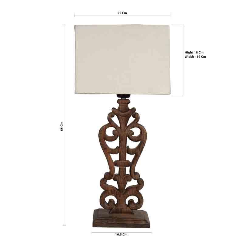 Meraki Carved Fabric Table Lamp - Brown,Beige media 6