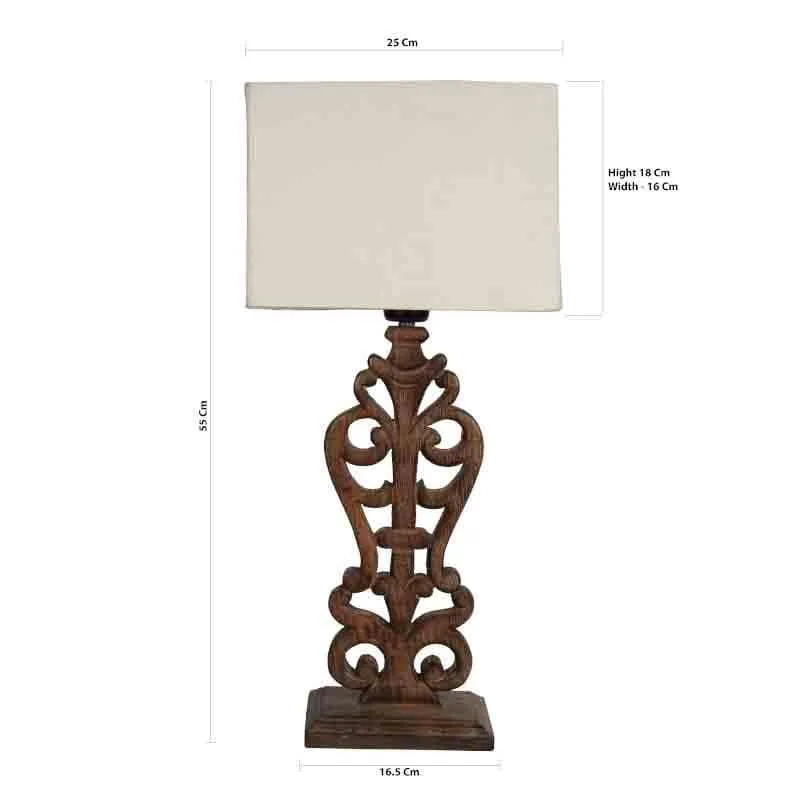 Meraki Carved Fabric Table Lamp - Brown,Beige media 6