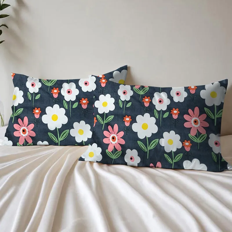 Poppy Noir Cotton Pillow Cover - Set Of Two media 1