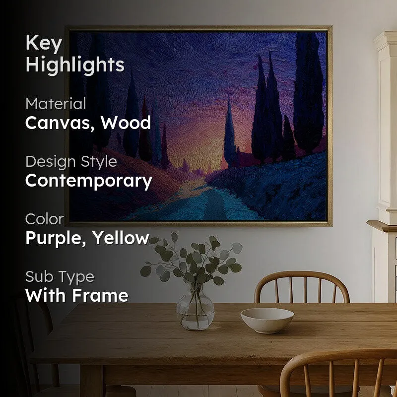 Moonlit Journey Canvas Wall Painting With Frame media 2