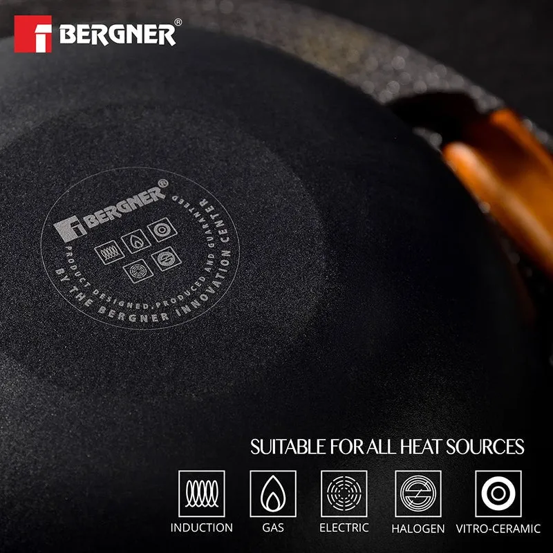 Bergner Ferrocasa Induction Safe Cast Iron Cooking Pot With Glass Lid - 5600 mL/28 cm - 8