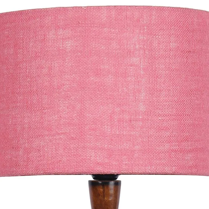 Biya Vintage Wooden Floor Lamp With Jute Shade - Pink media 5