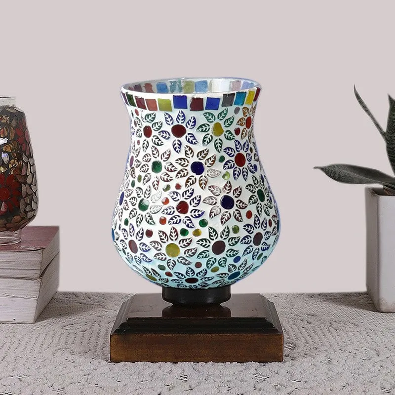 Chromiq Mosaic Glass Table Lamp With Wooden Base - Multicolor media 4