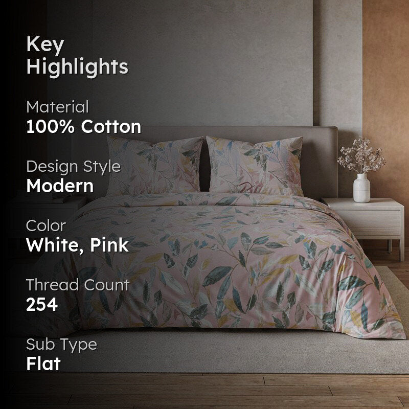 Agatha Spring Cotton Bedsheet (Pastel Pink) - 254 TC media 2