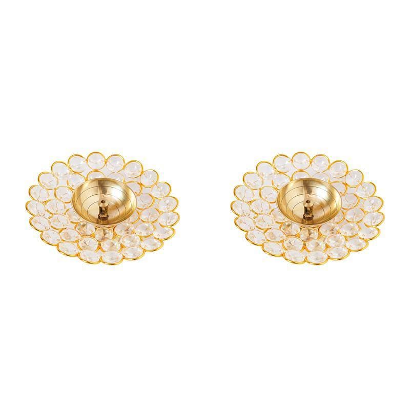 White Petals Diya- Set Of Two media 5
