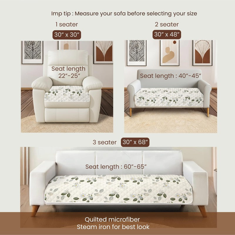 Urban Space Leafy Bliss Sofa Cover - White & Green media 8