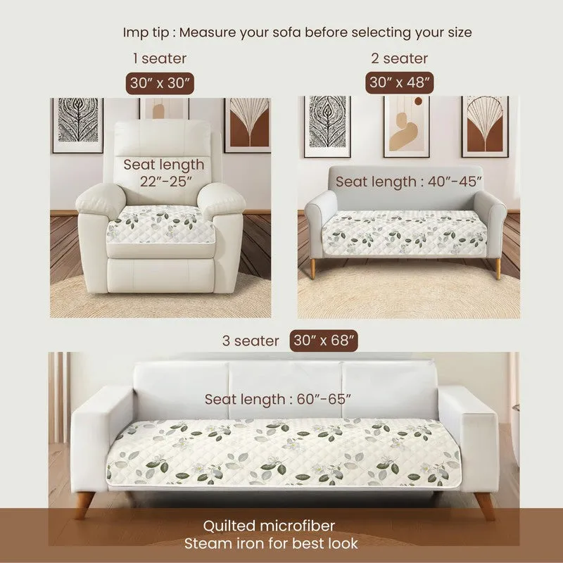 Urban Space Leafy Bliss Sofa Cover - White & Green - 8