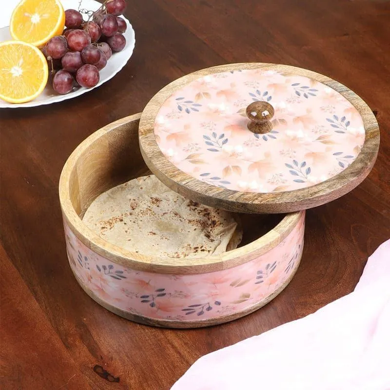 Lawara Floral Wooden Roti Box media 1