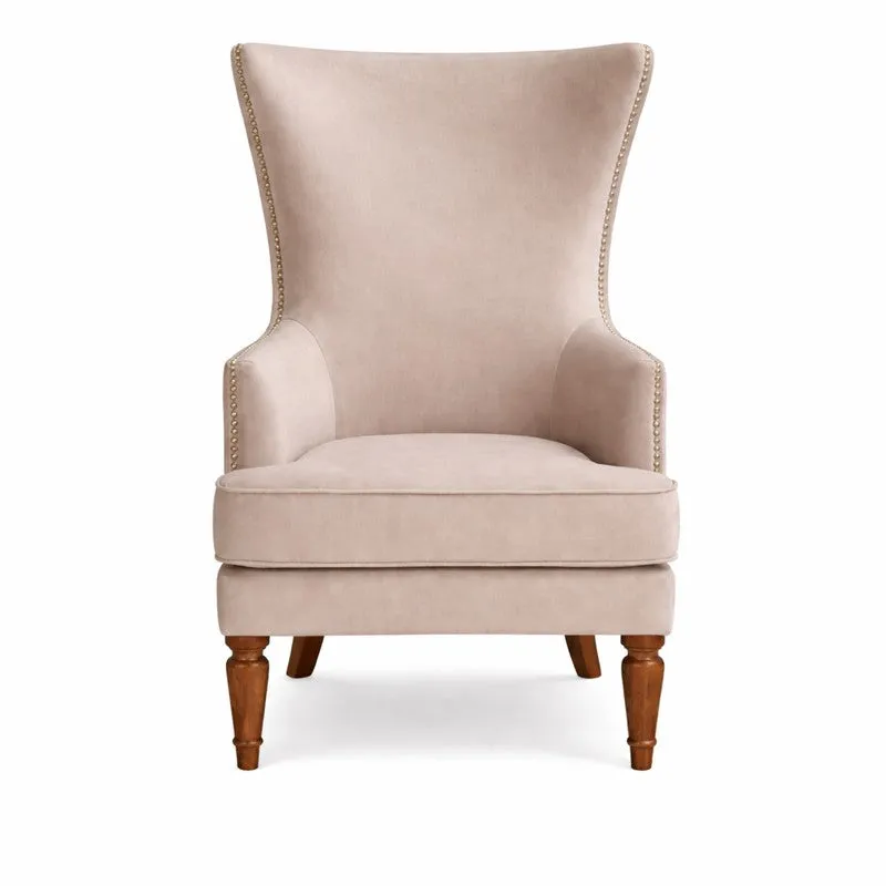 Elysian Teak Wood & Velvet Signature Lounge Chair - Ivory media 3