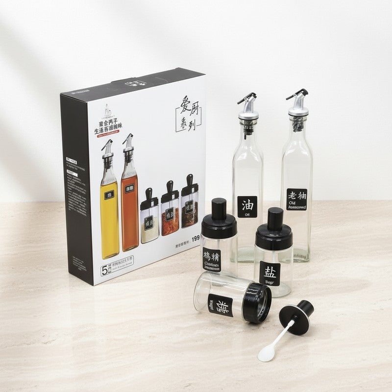 Flavor Flow Glass Oil Dispenser - Five Piece Set media 6
