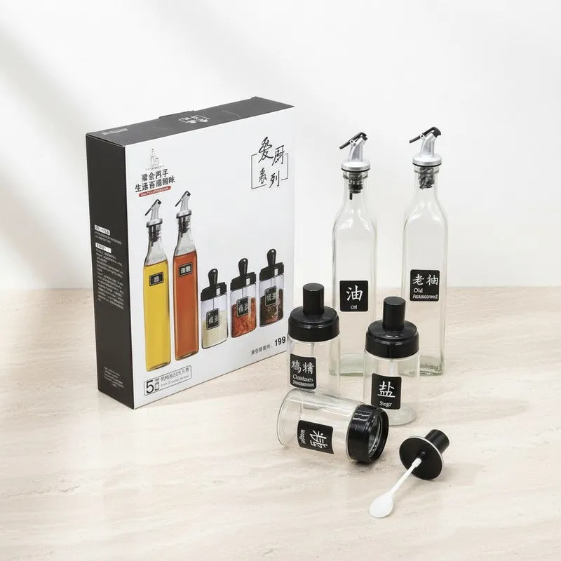 Flavor Flow Glass Oil Dispenser - Five Piece Set media 6