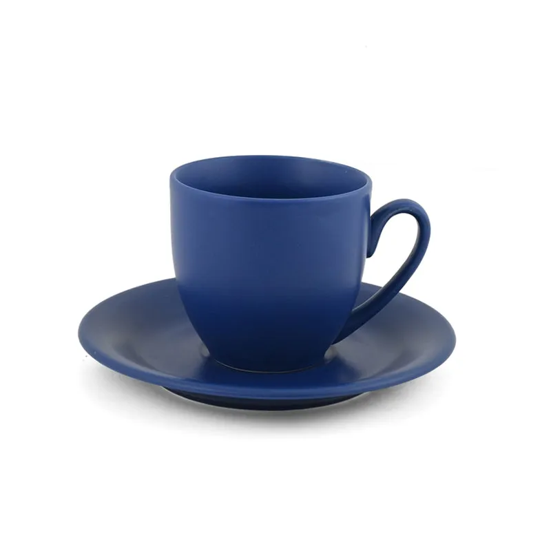 CozySip Porcelain Cup & Saucer (Blue/200 mL Each) - Set of Six - 5