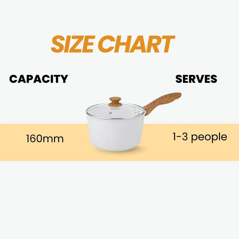 Salford Non Stick Saucepan with Lid (White) - 16 CM - 10