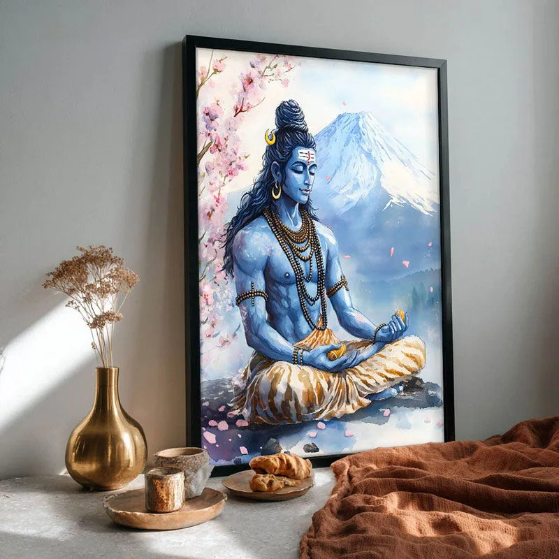 Mahakaleshwar Spiritual Archival Paper Wall Painting With Frame - Black media 4